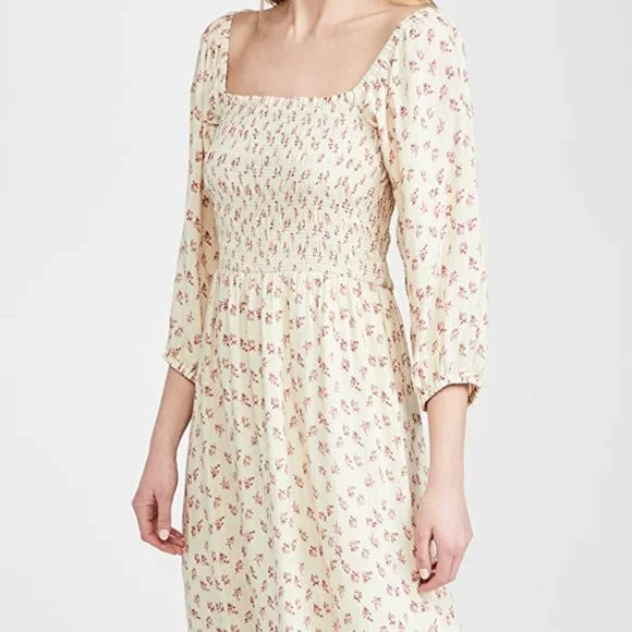 Wayf nevah smocked midi dress best sale